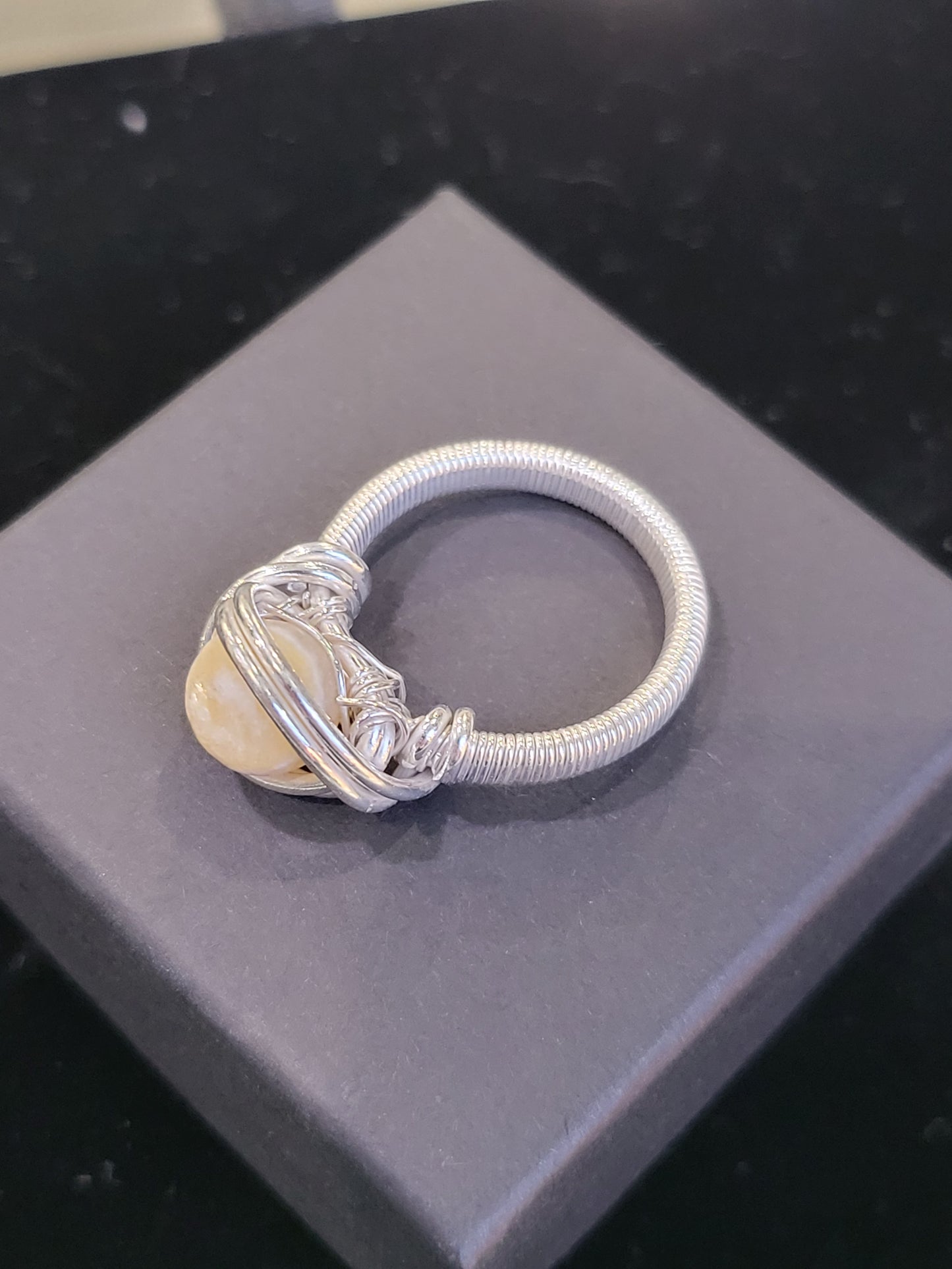 Silver Wire Wrapped Crystal Ring