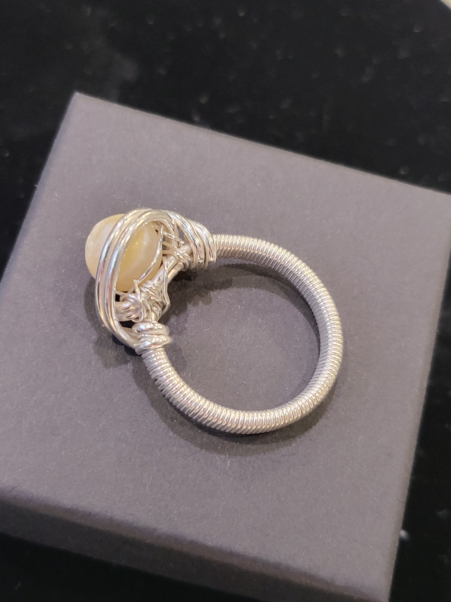 Silver Wire Wrapped Crystal Ring