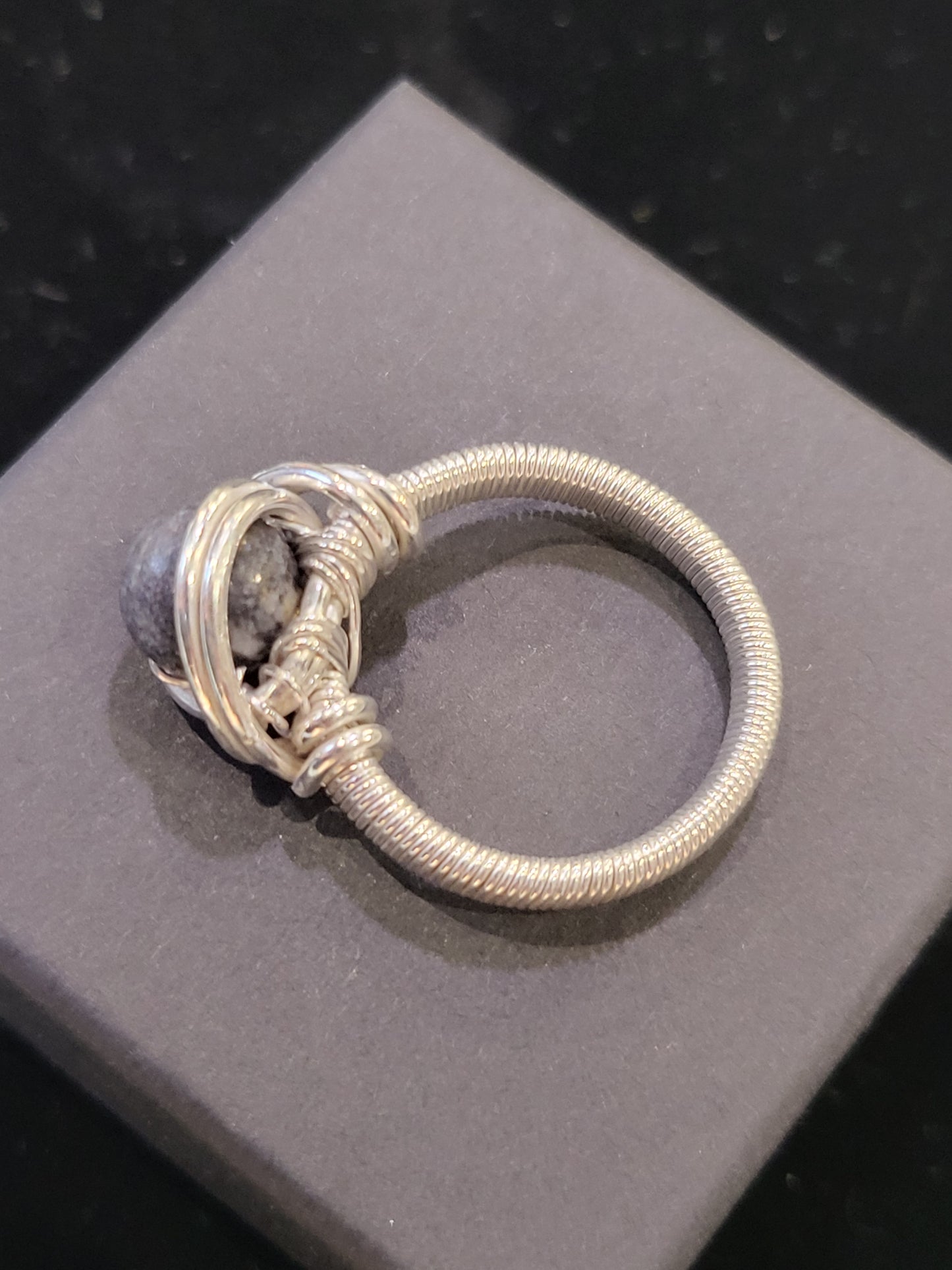 Silver Wire Wrapped Crystal Ring