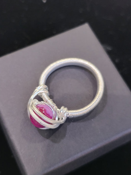 Silver Wire Wrapped Crystal Ring