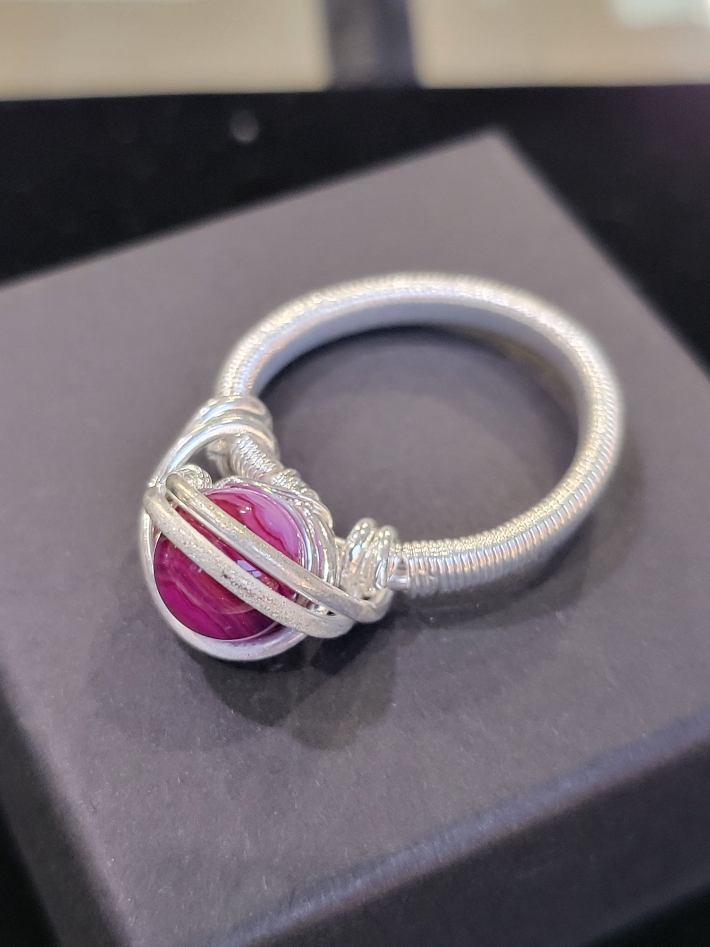 Silver Wire Wrapped Crystal Ring