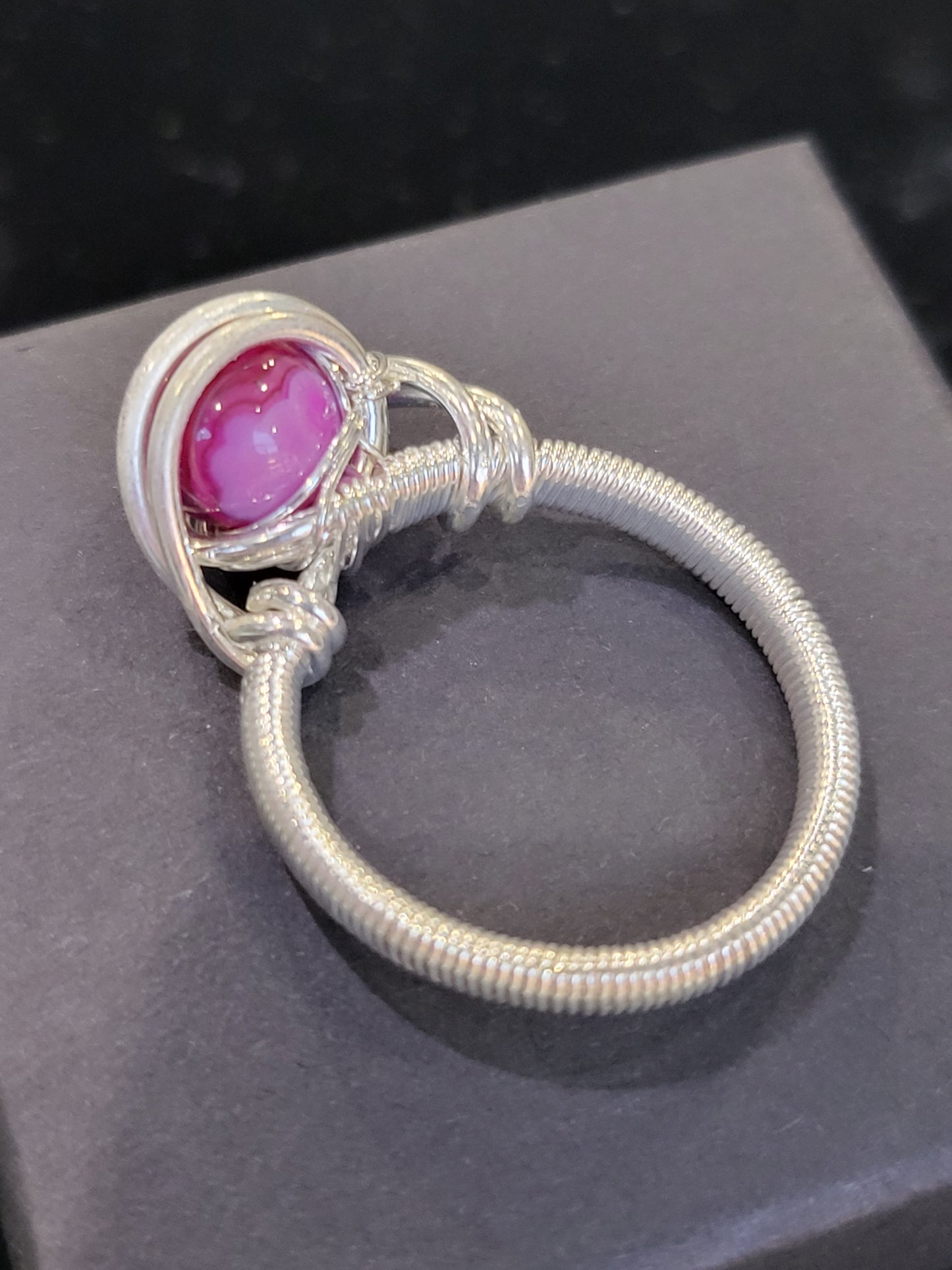 Silver Wire Wrapped Crystal Ring