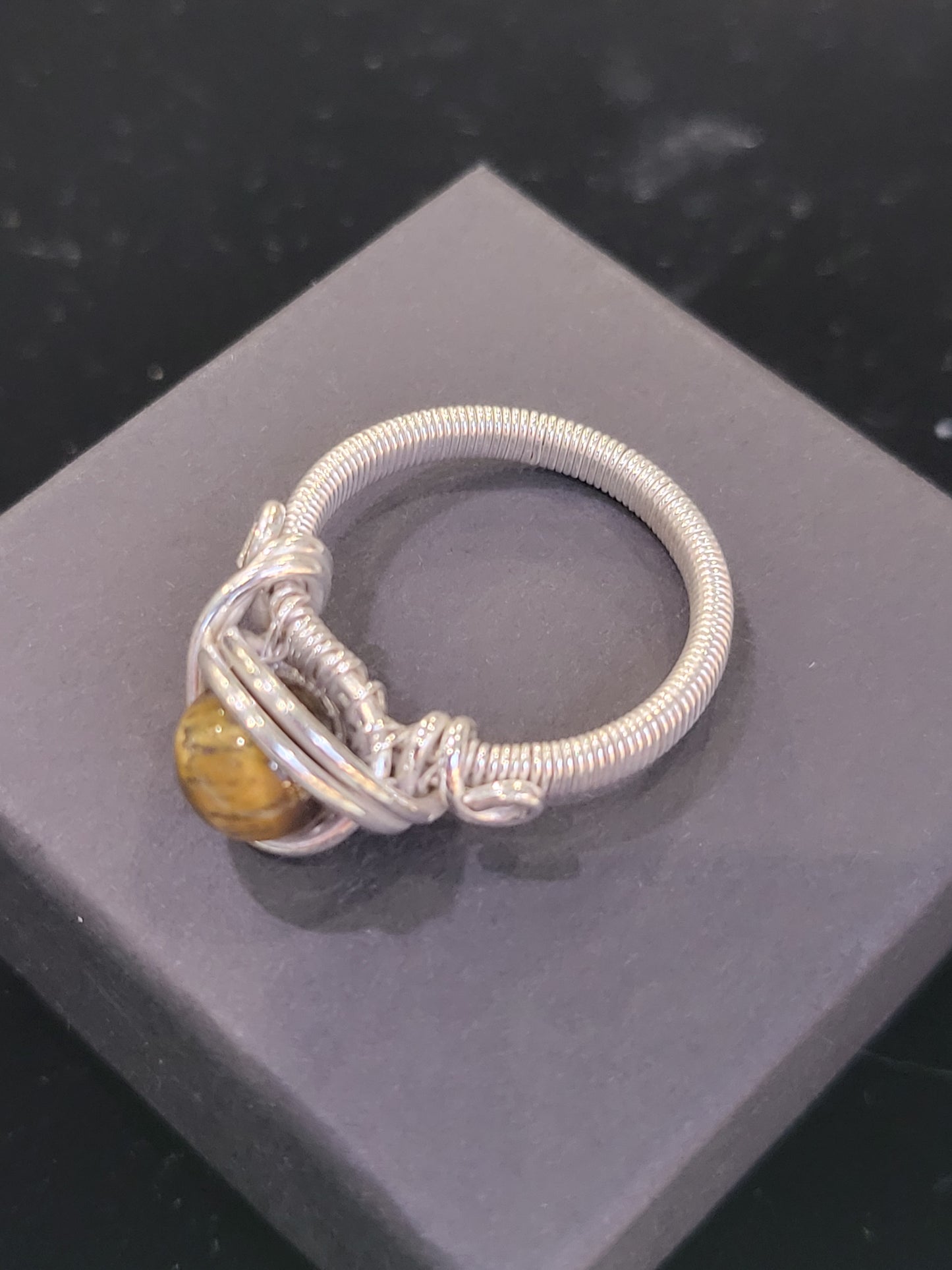 Silver Wire Wrapped Crystal Ring