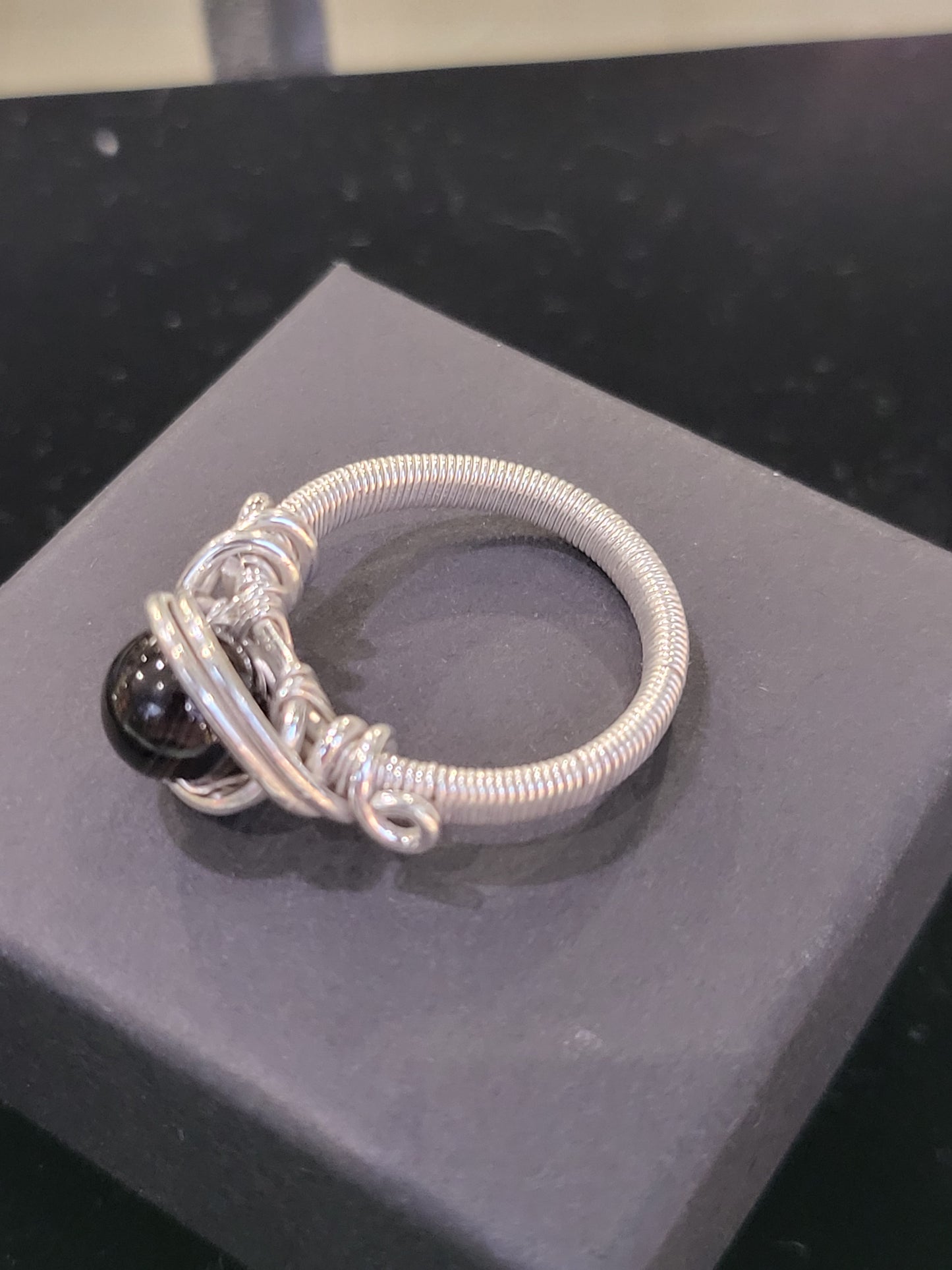 Silver Wire Wrapped Crystal Ring