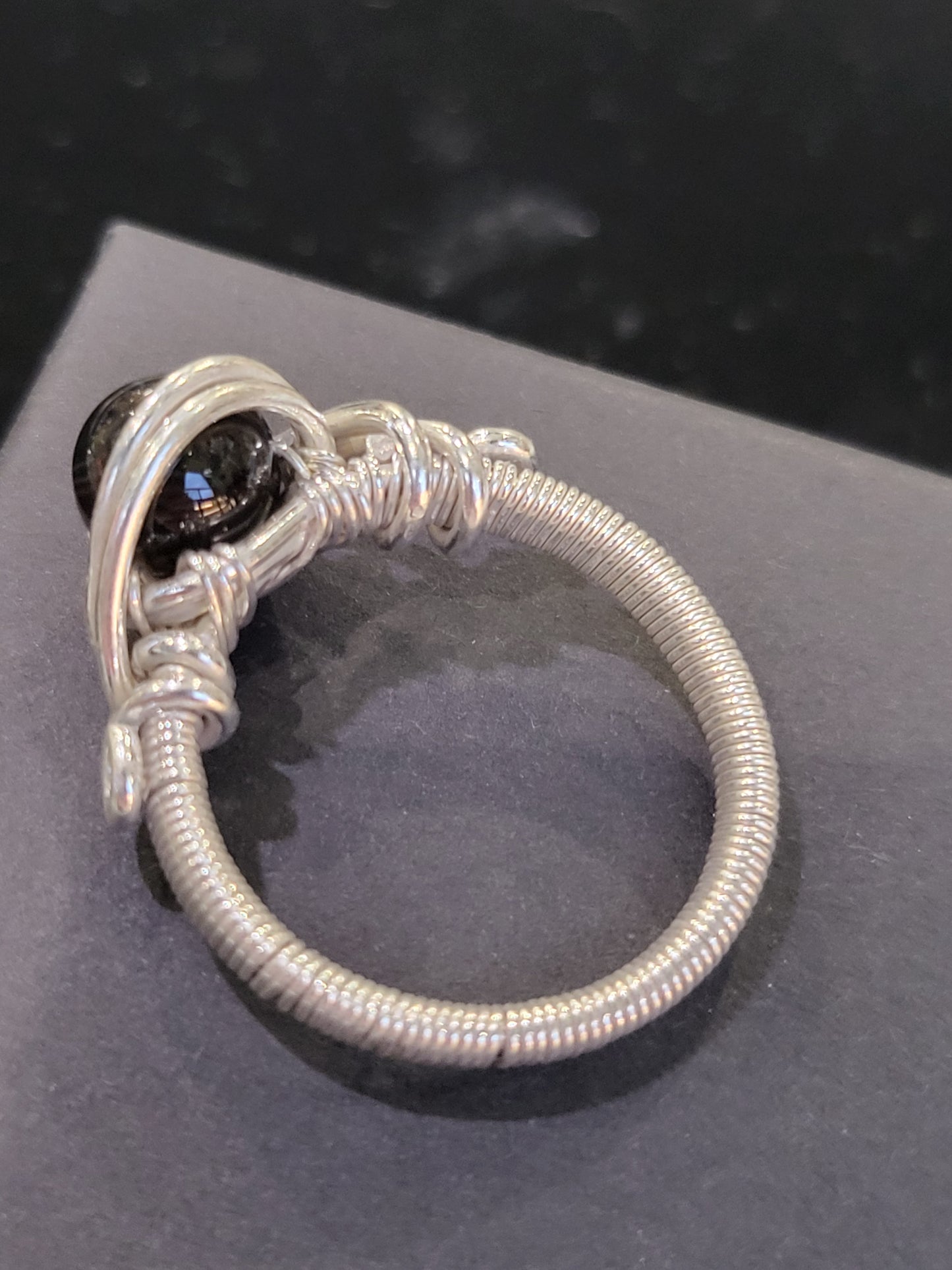 Silver Wire Wrapped Crystal Ring
