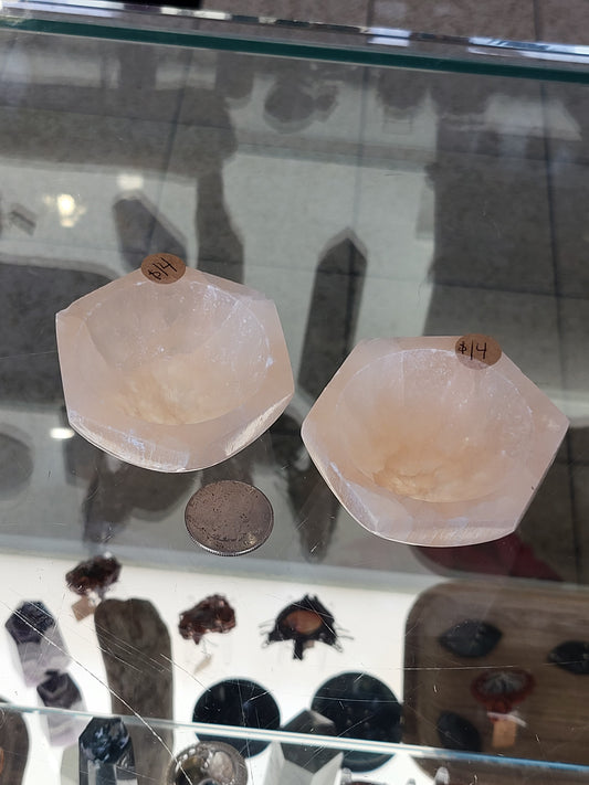 Peach Selenite Octagon Bowl/Dish