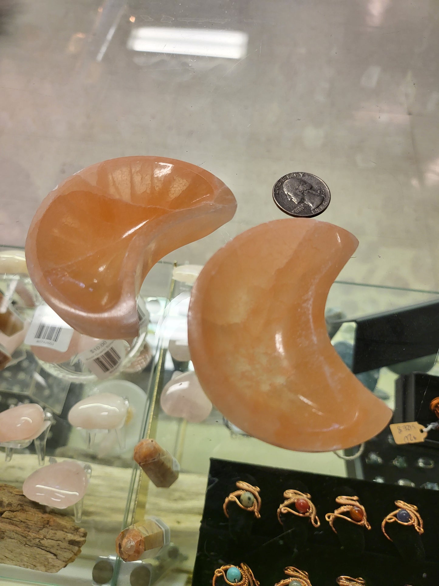 Peach Selenite Moon Bowl