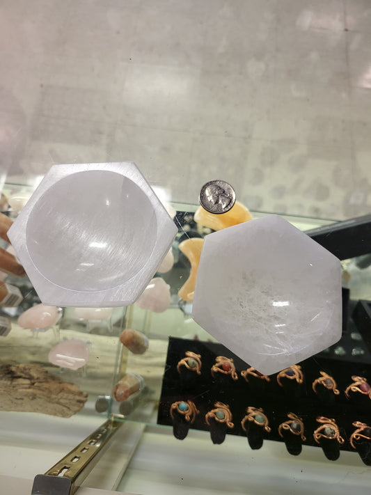 Large Selenite Octagon Bowl/Dish