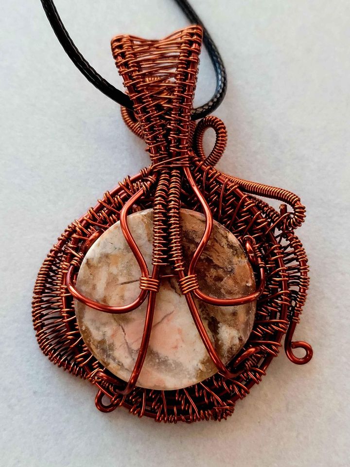 Agate with Copper Wire Wrapped Necklace