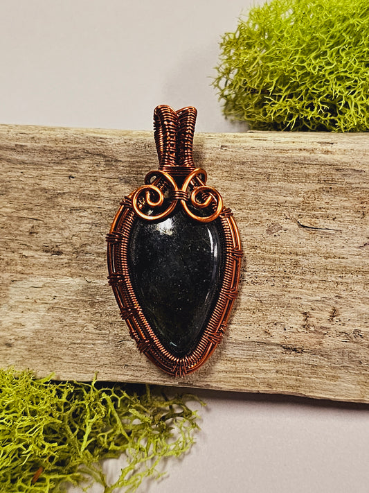 Labradorite and Copper Wire Wrapped Necklace Pendant