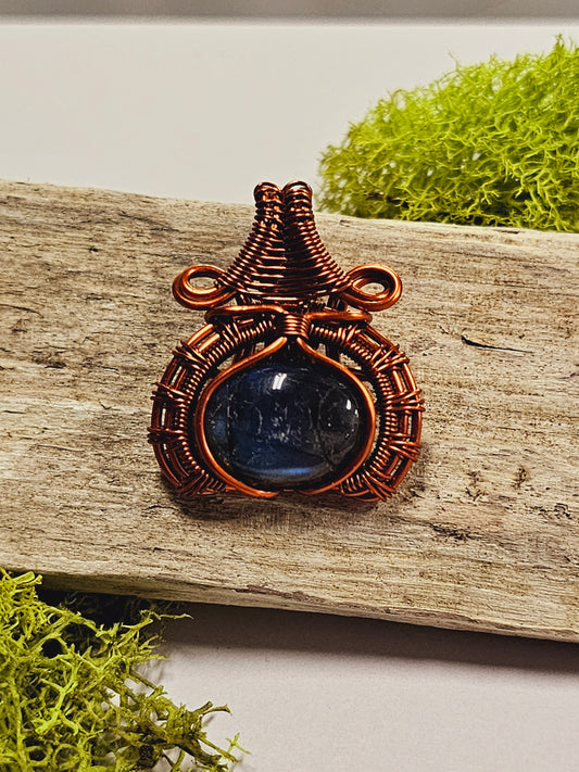 Labradorite and Copper Wire Wrapped Necklace Pendant