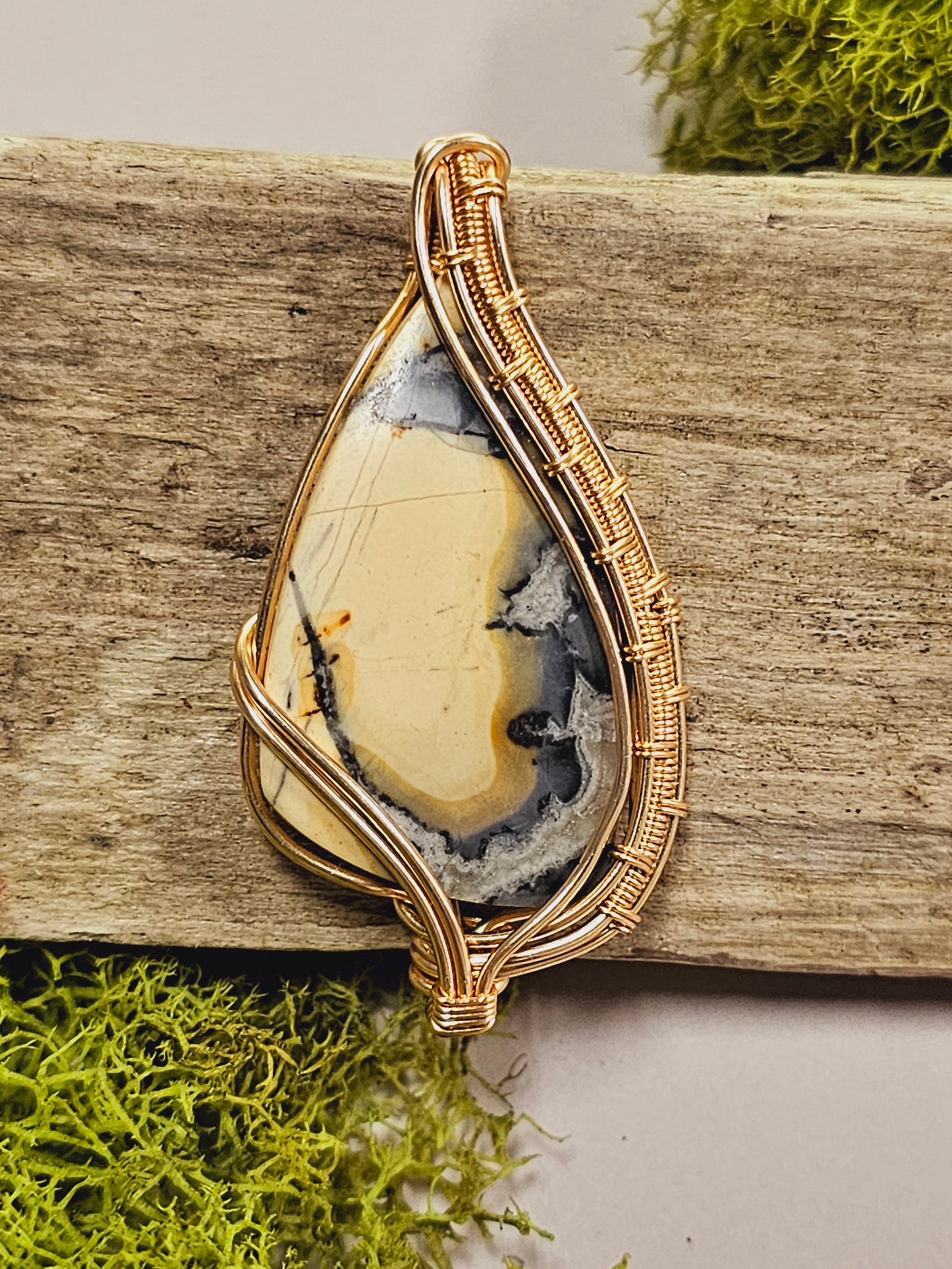 Gold Wire Wrapped Necklace Pendant