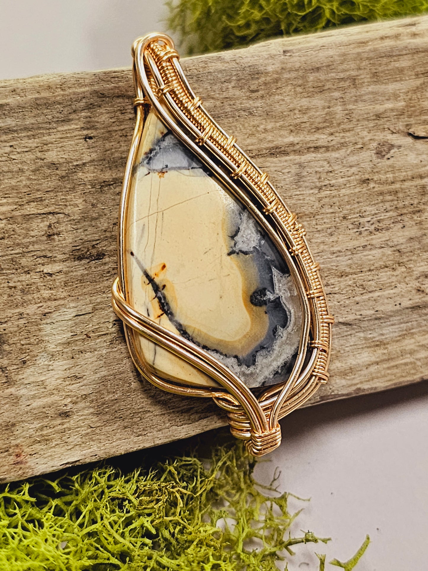 Gold Wire Wrapped Necklace Pendant