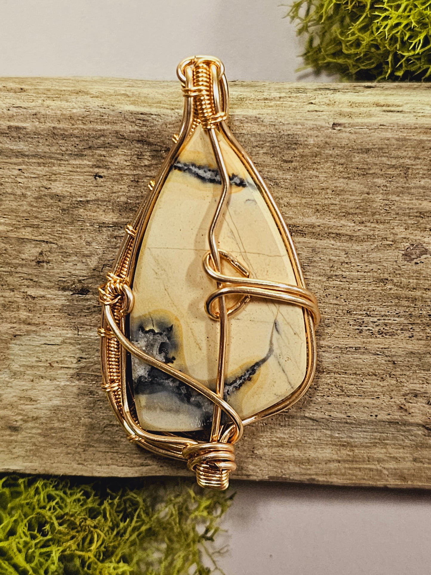 Gold Wire Wrapped Necklace Pendant