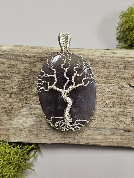 Tree of Life Moss Agate Wire Wrapped Necklace Pendant