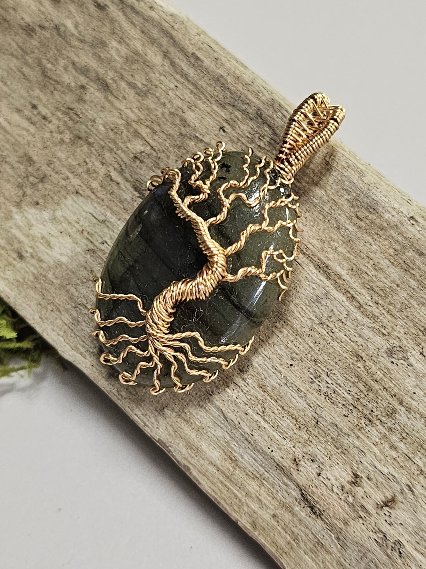 Tree of Life Labradorite Wire Wrapped Necklace Pendant