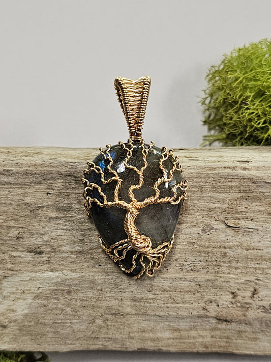 Tree of Life Labradorite Wire Wrapped Necklace Pendant