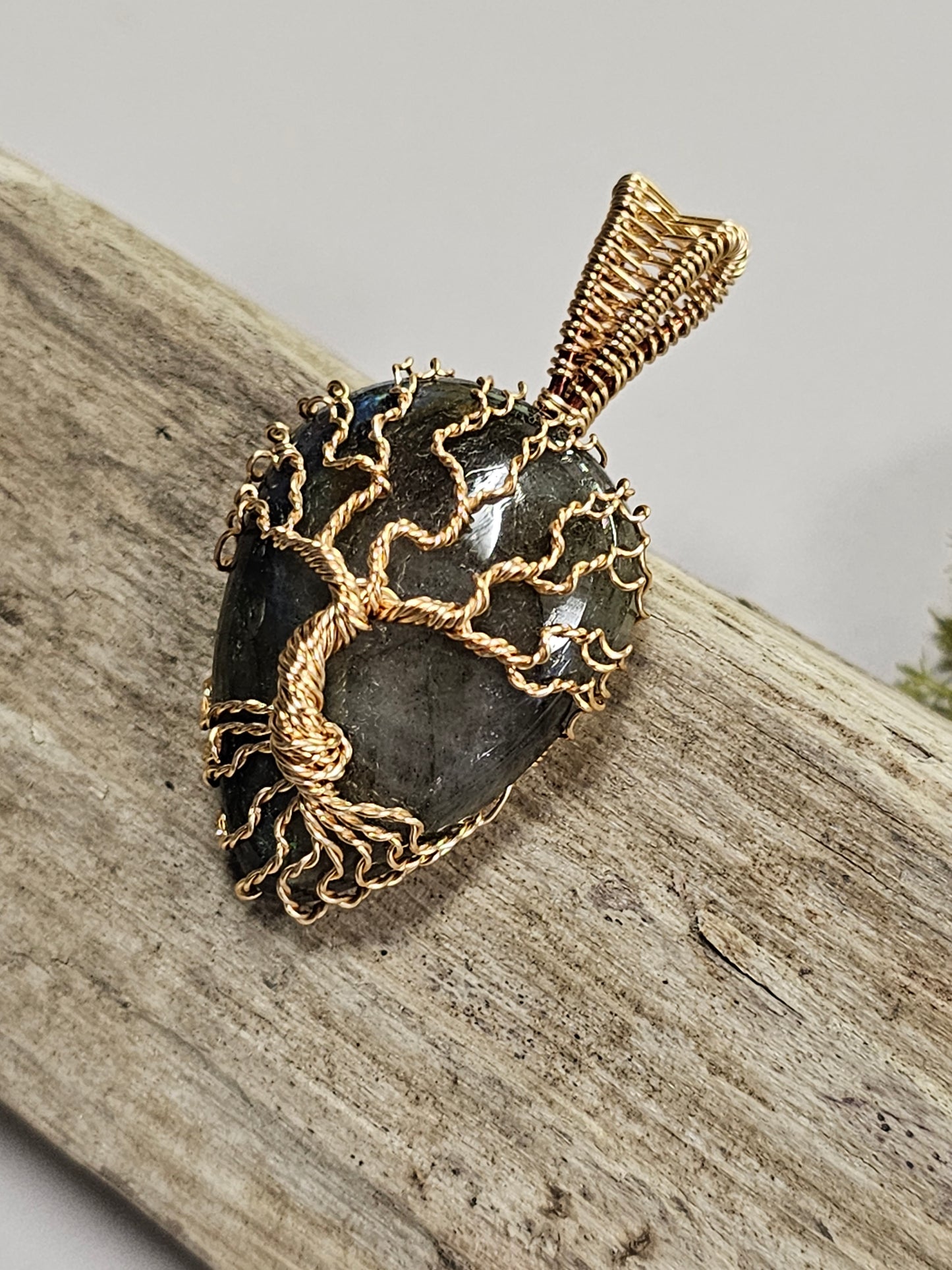 Tree of Life Labradorite Wire Wrapped Necklace Pendant