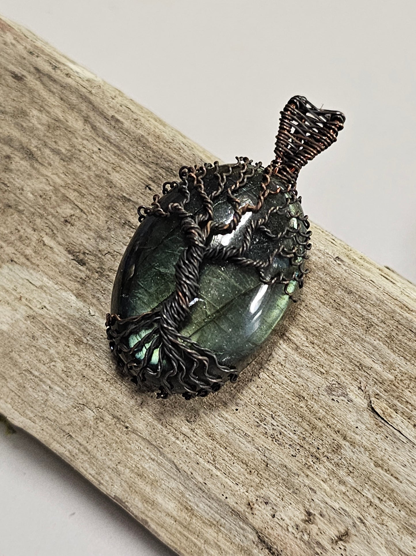 Tree of Life Labradorite Wire Wrapped Necklace Pendant