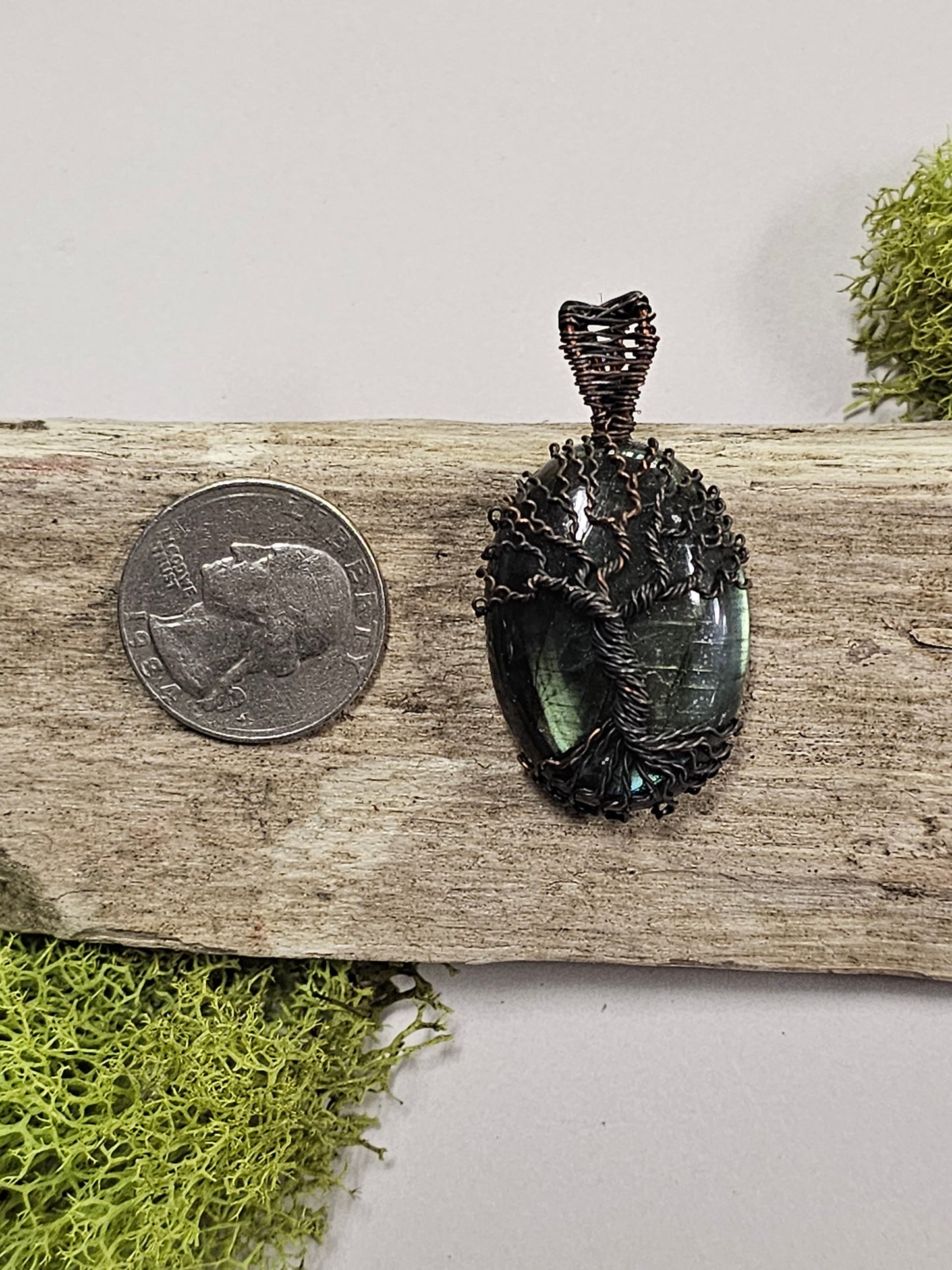 Tree of Life Labradorite Wire Wrapped Necklace Pendant