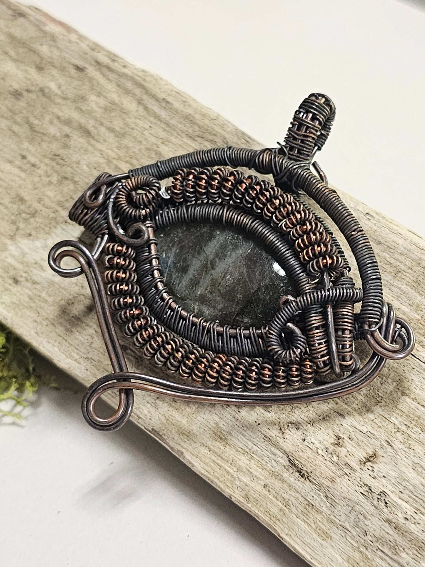 Labradorite Eye Wire Wrapped Necklace Pendant