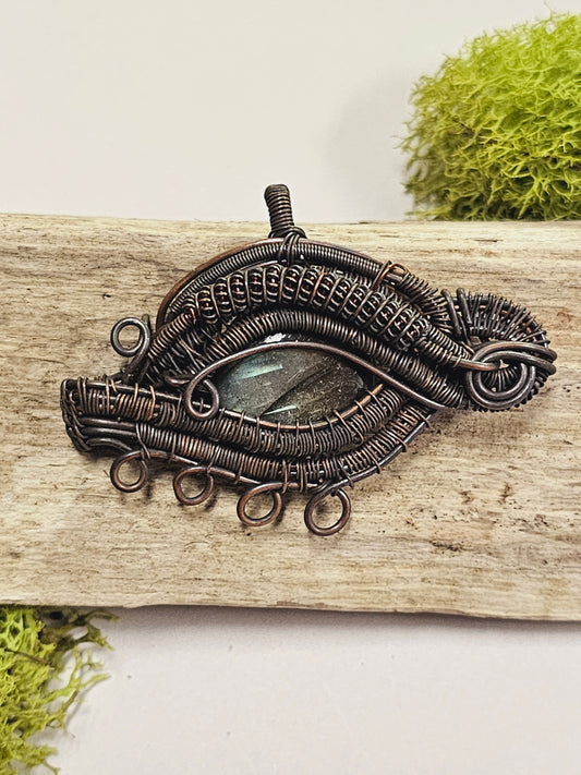 Labradorite Eye Wire Wrapped Necklace Pendant