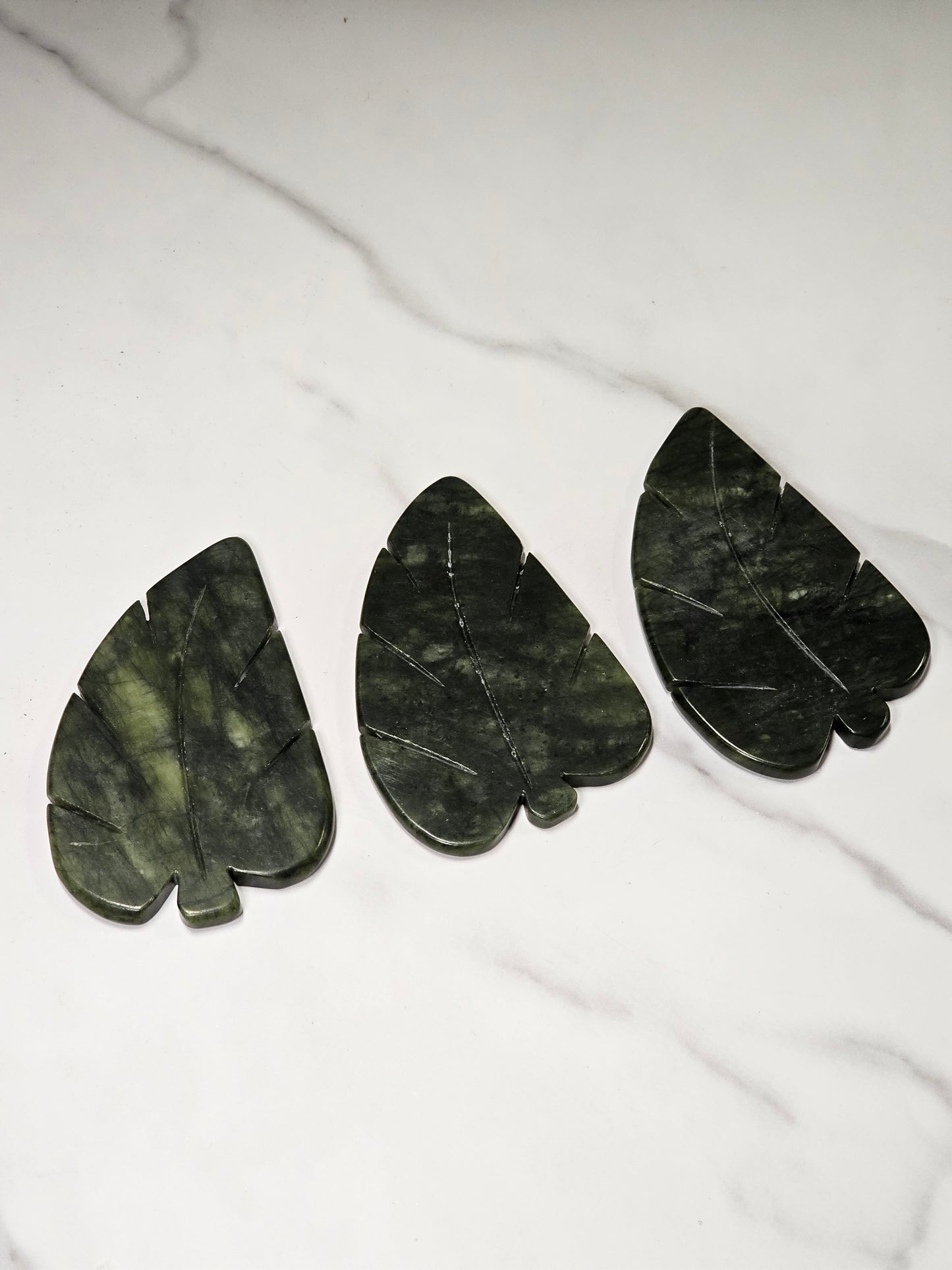 Green Jade Leaf Carving