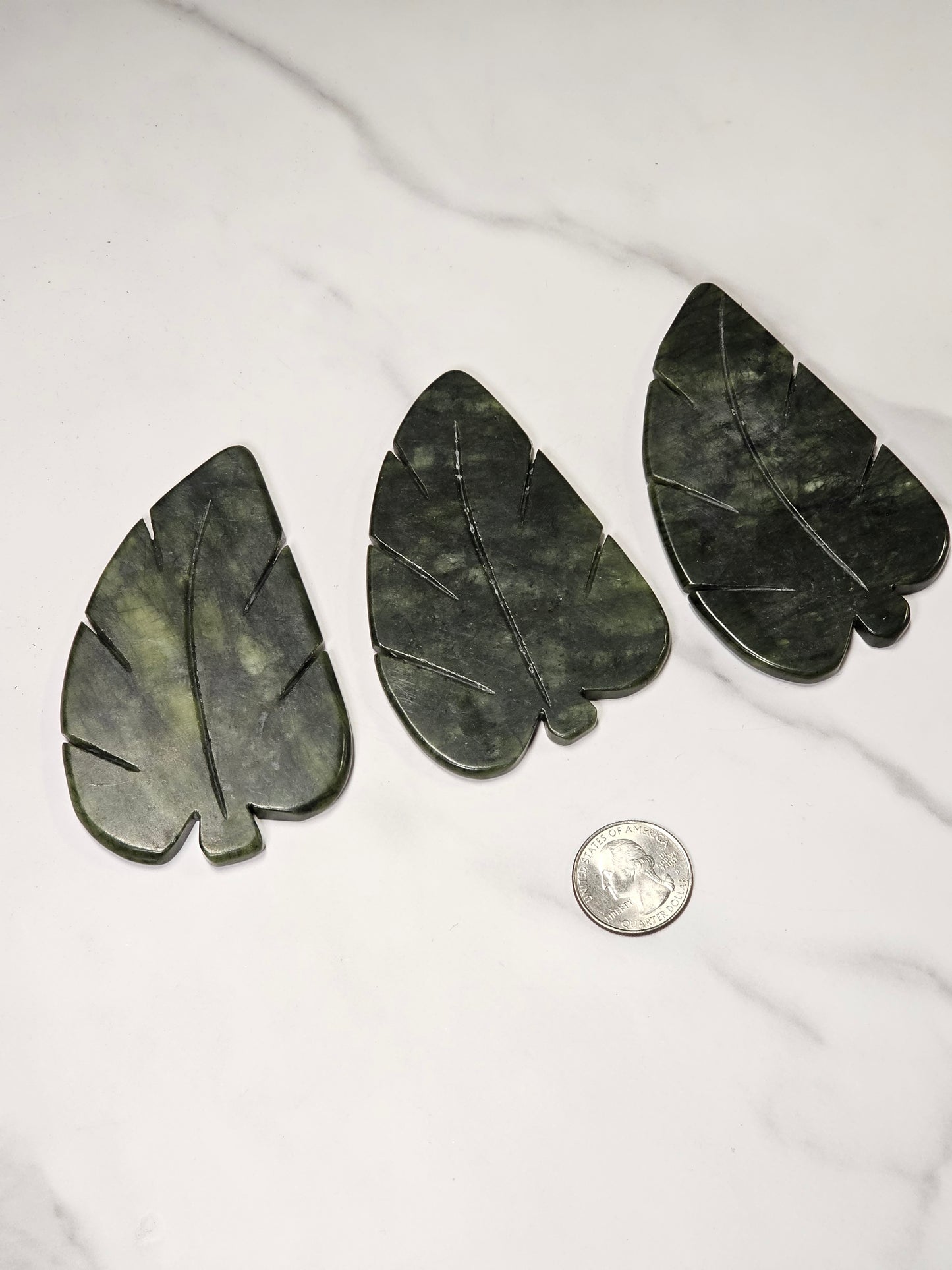 Green Jade Leaf Carving