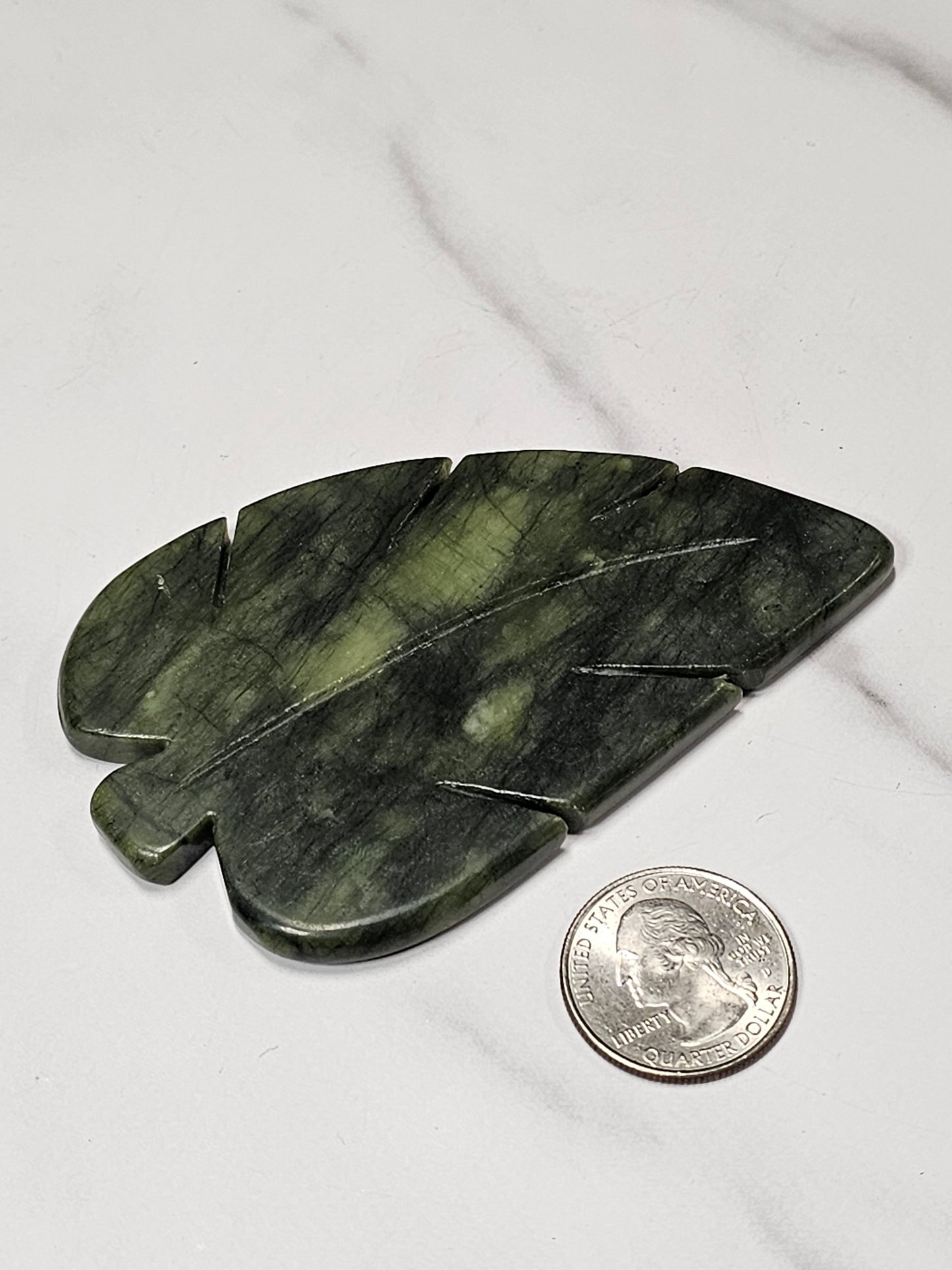 Green Jade Leaf Carving