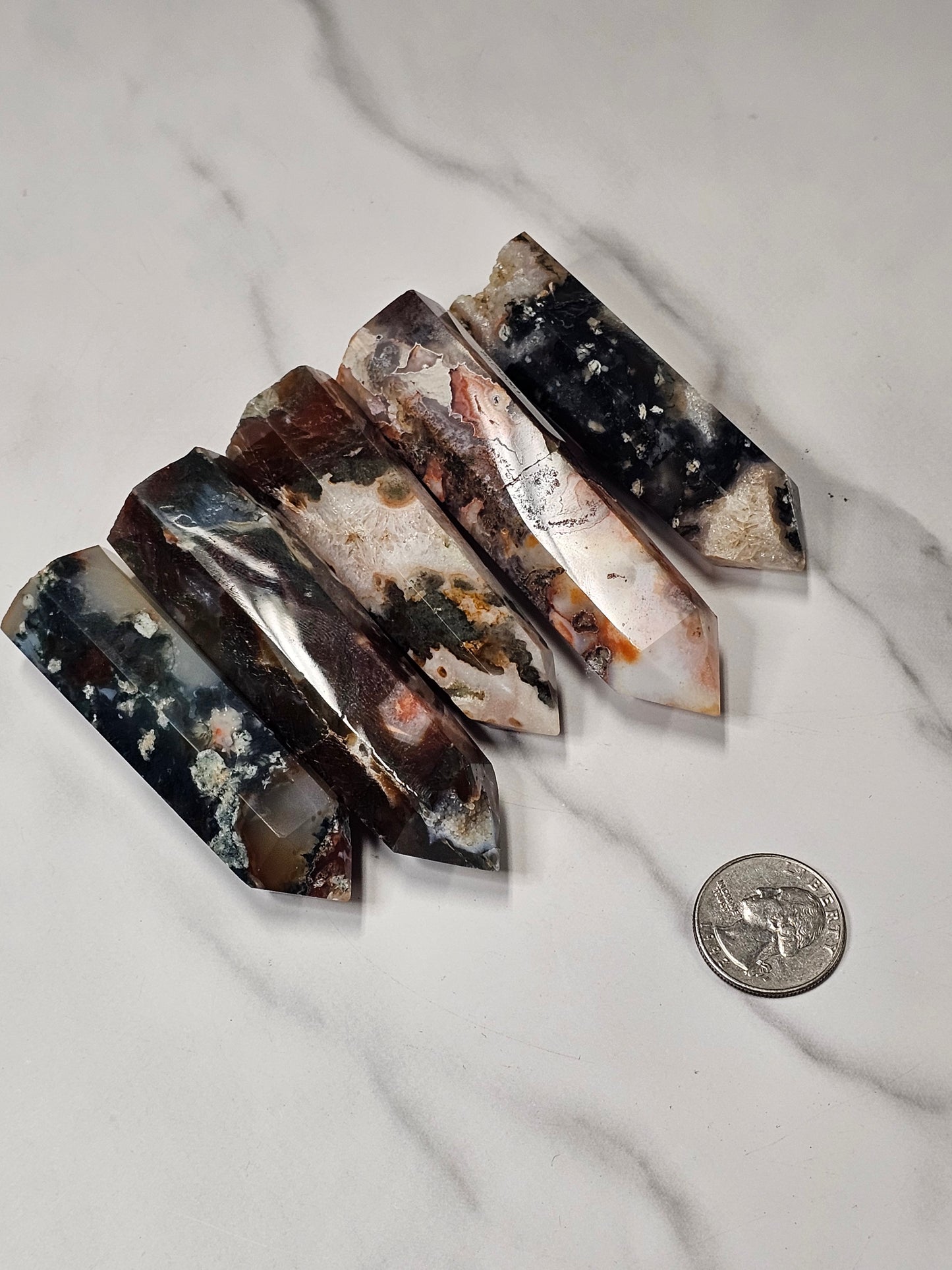 Red Moss Agate Tower