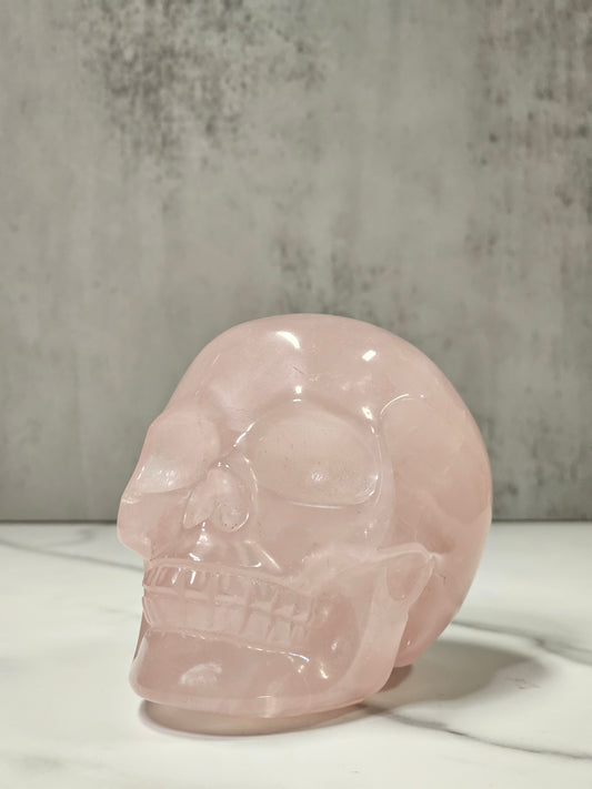 Rose Quartz Skull Carving