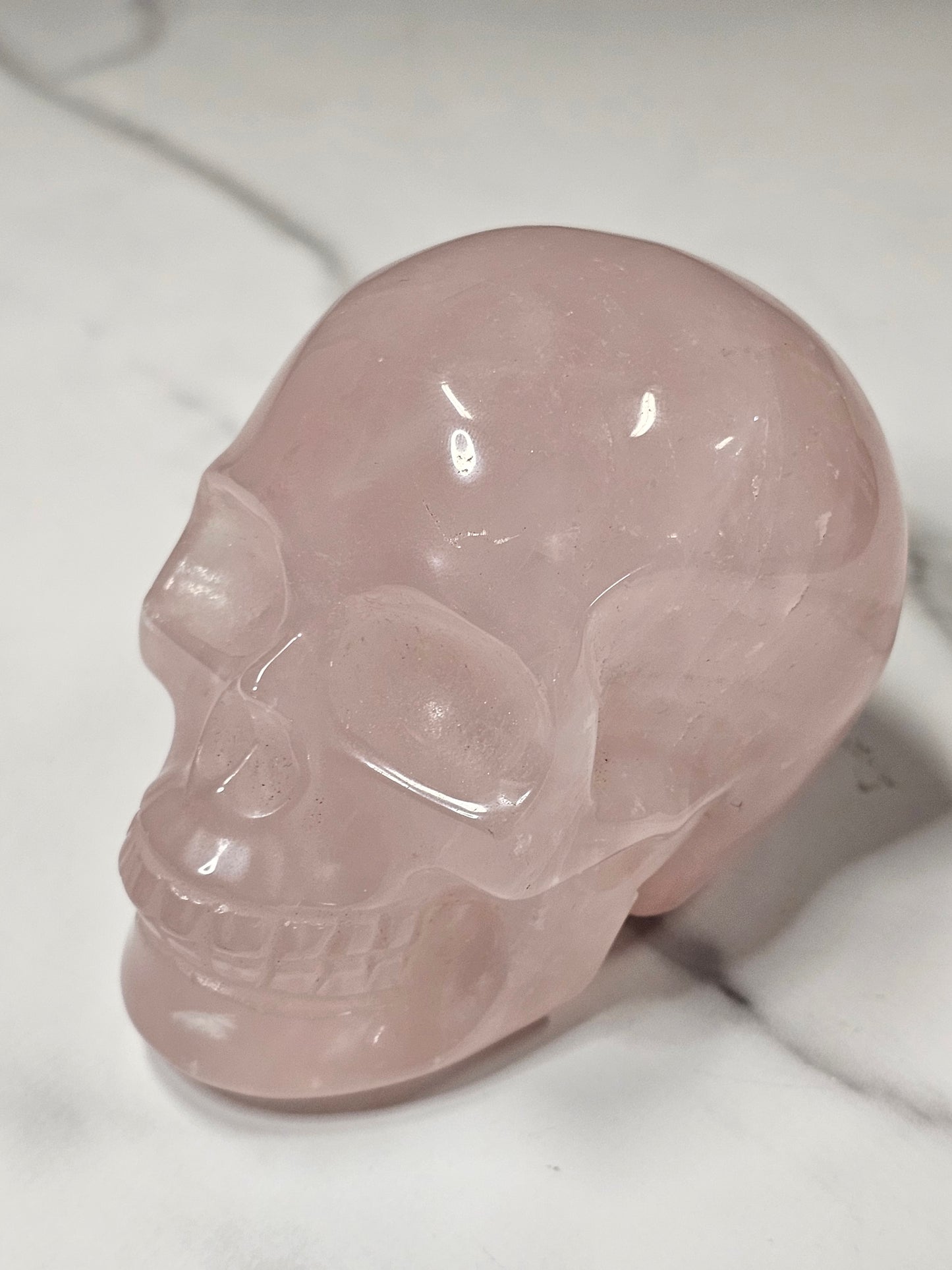 Rose Quartz Skull Carving