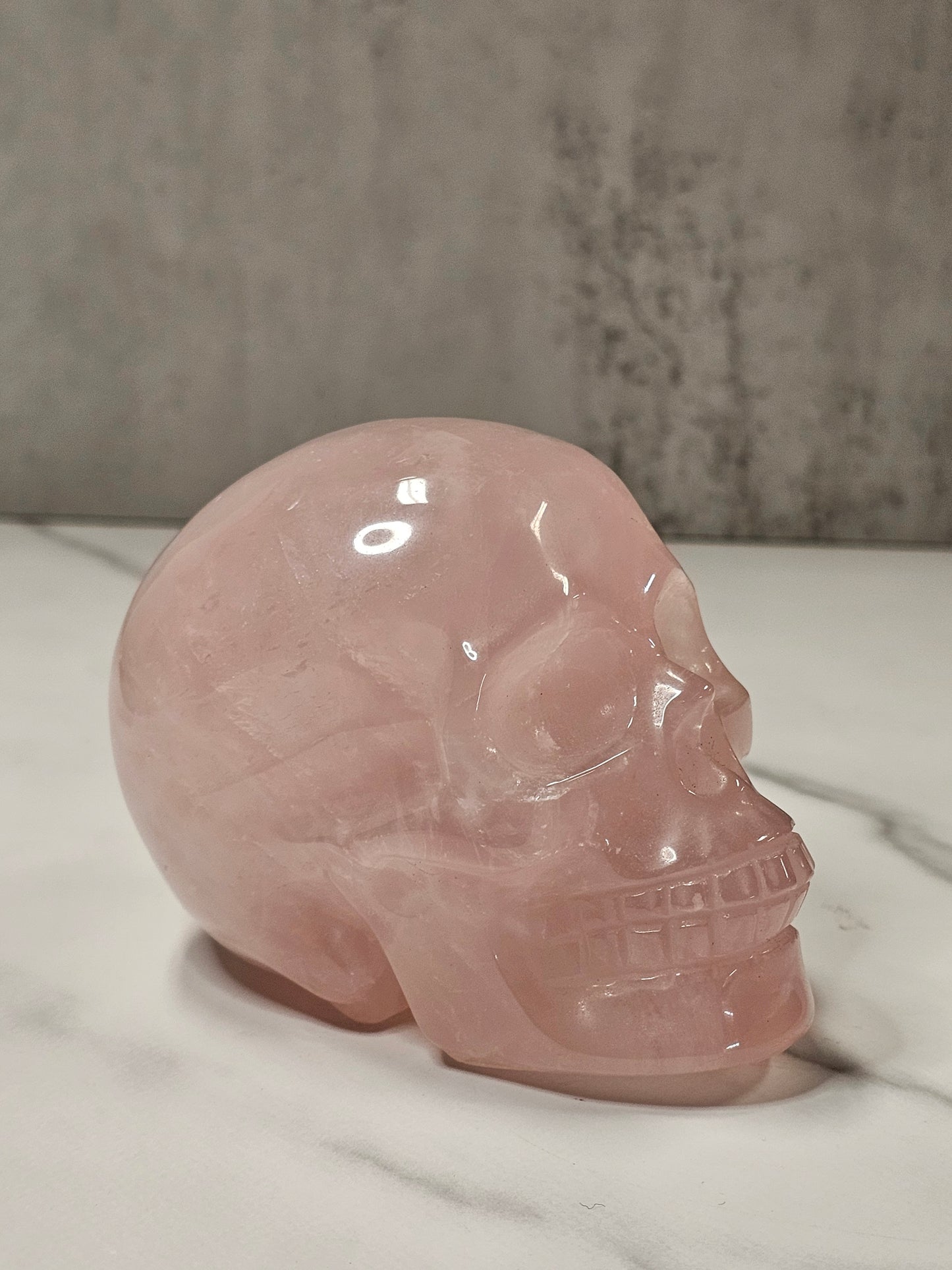 Rose Quartz Skull Carving