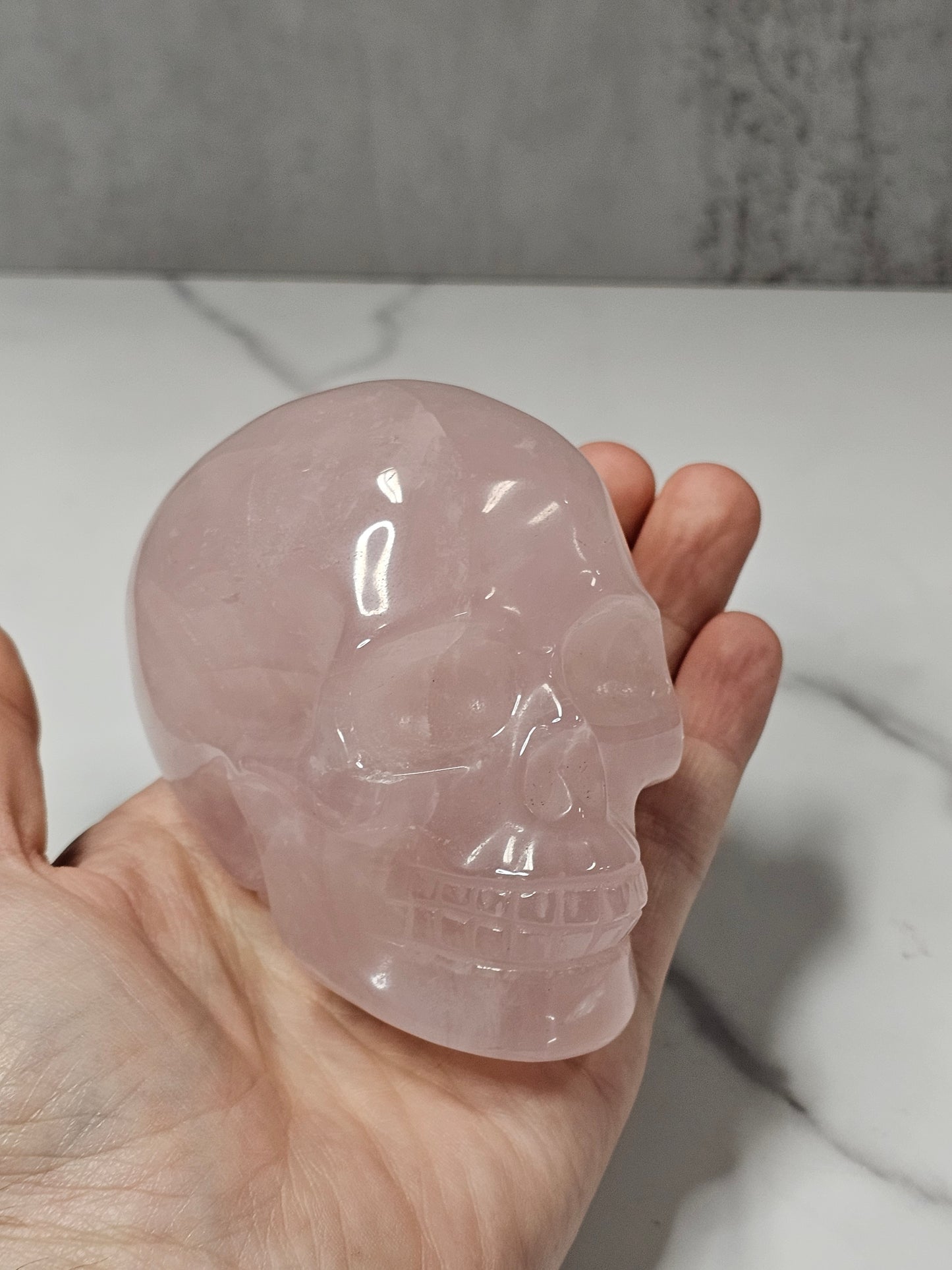 Rose Quartz Skull Carving