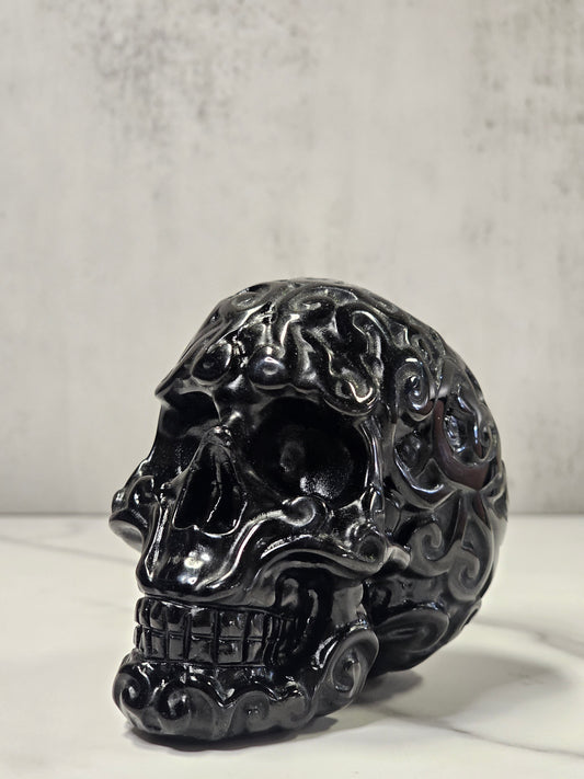 Obsidian Skull Carving