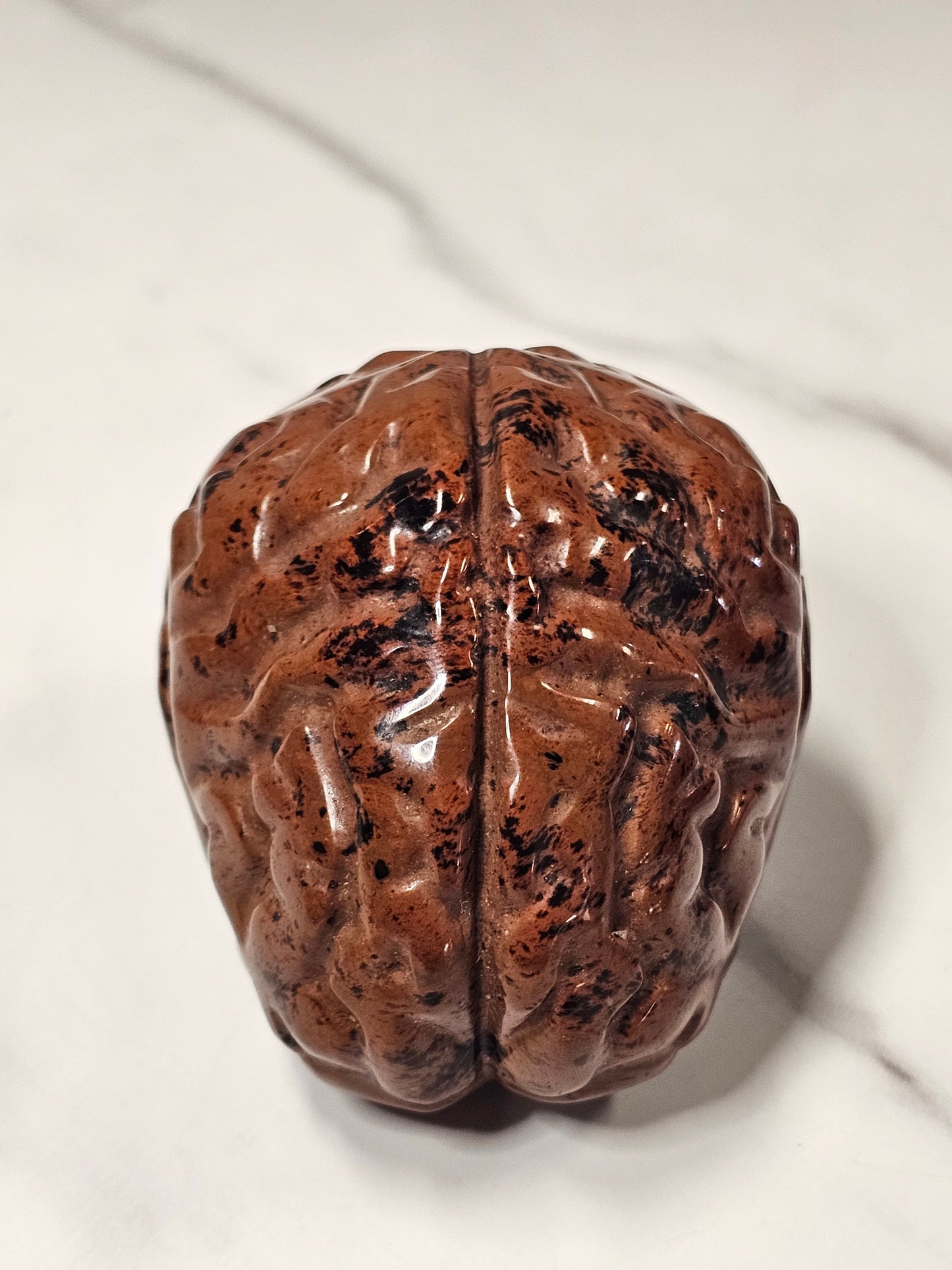 Mahogany Obsidian Brain Carving