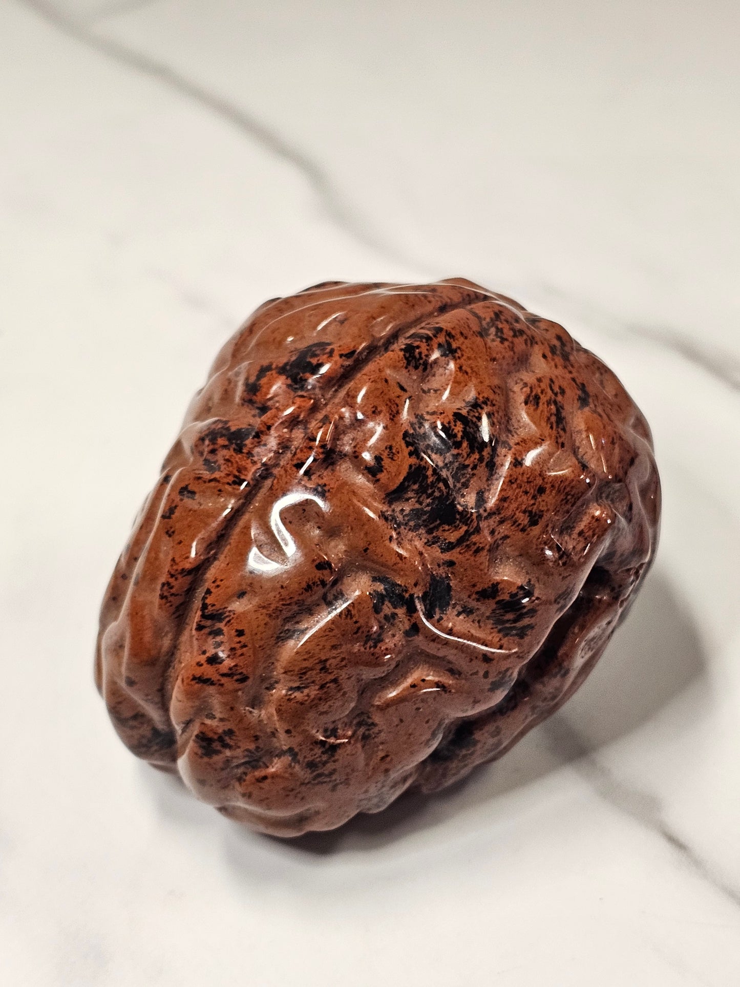 Mahogany Obsidian Brain Carving