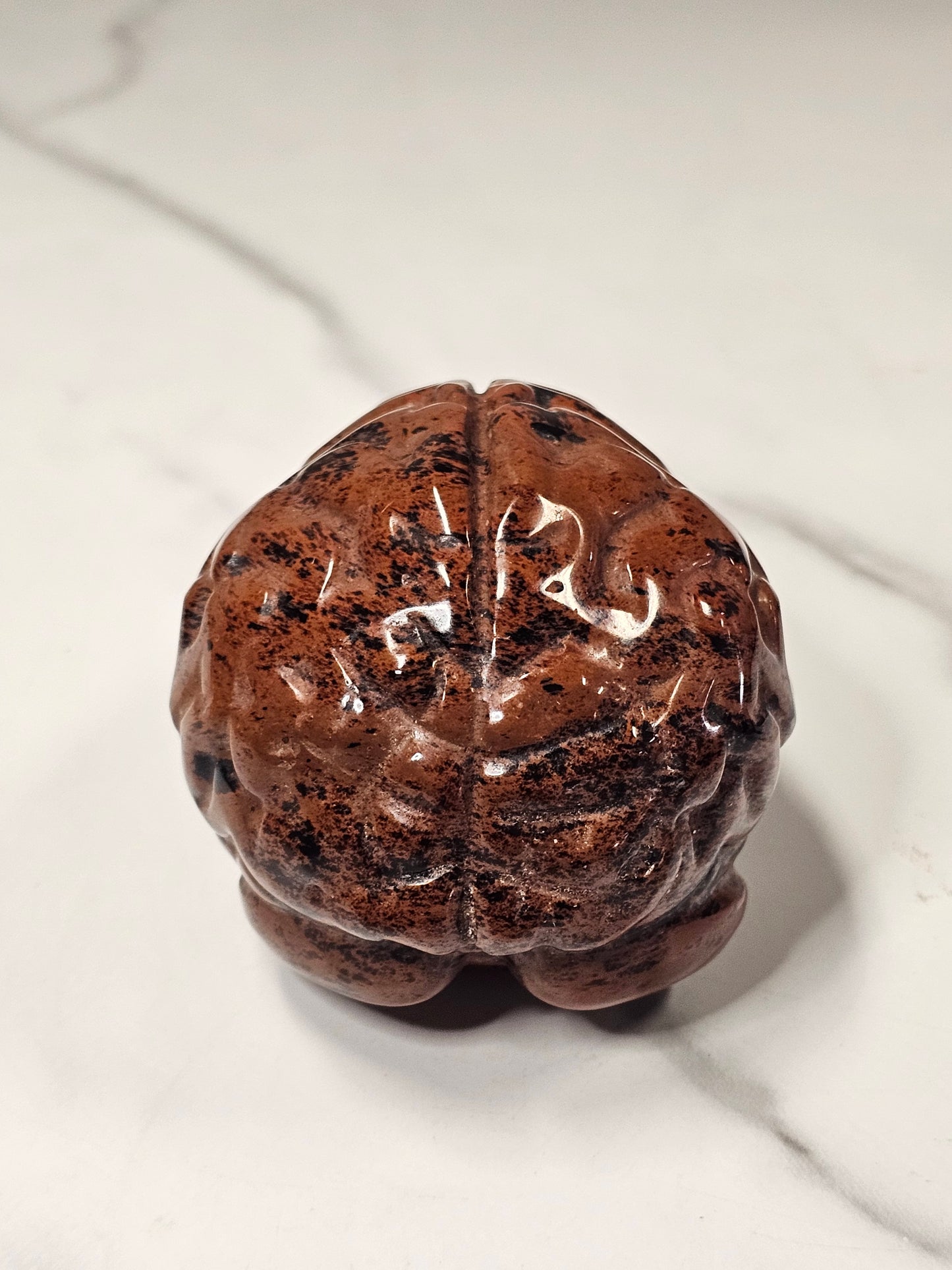 Mahogany Obsidian Brain Carving