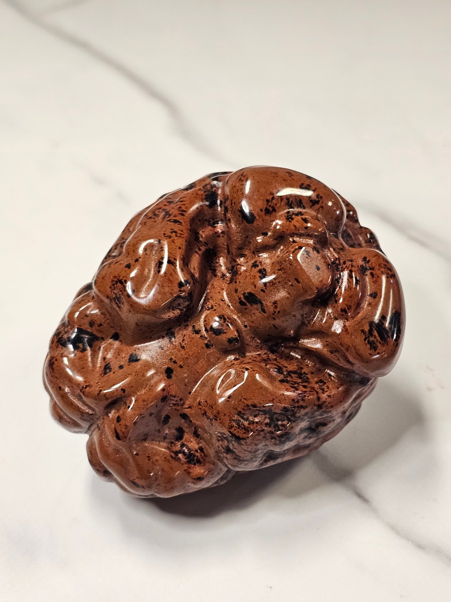 Mahogany Obsidian Brain Carving