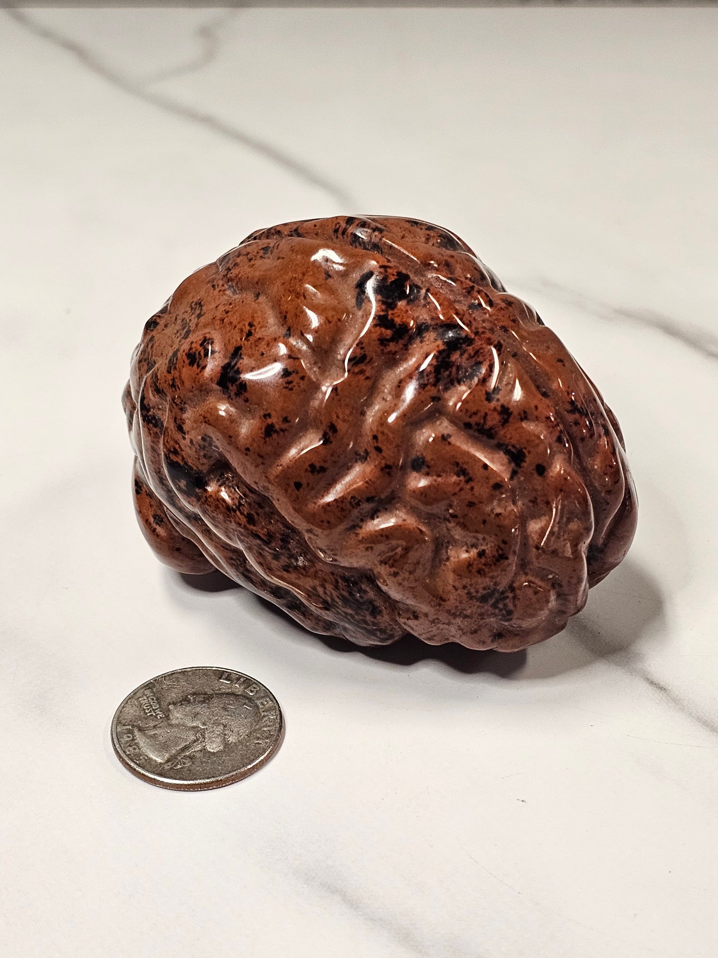 Mahogany Obsidian Brain Carving