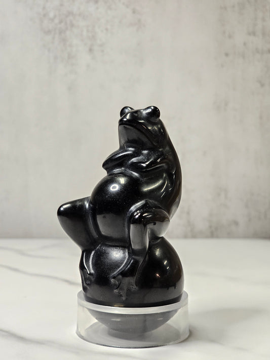 Obsidian Frog Carving