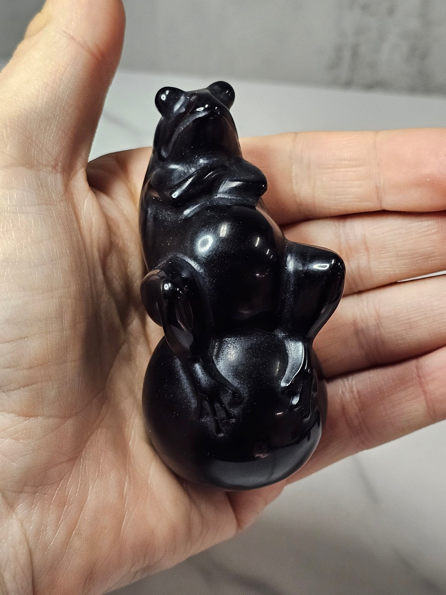 Obsidian Frog Carving
