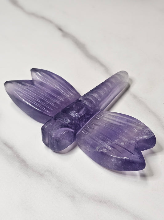 Purple Fluorite Dragonfly Carving