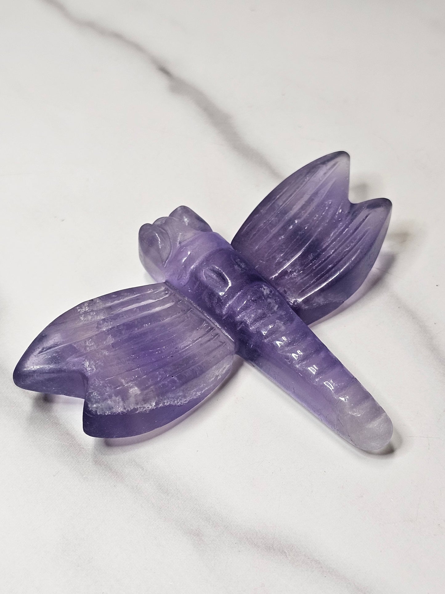 Purple Fluorite Dragonfly Carving