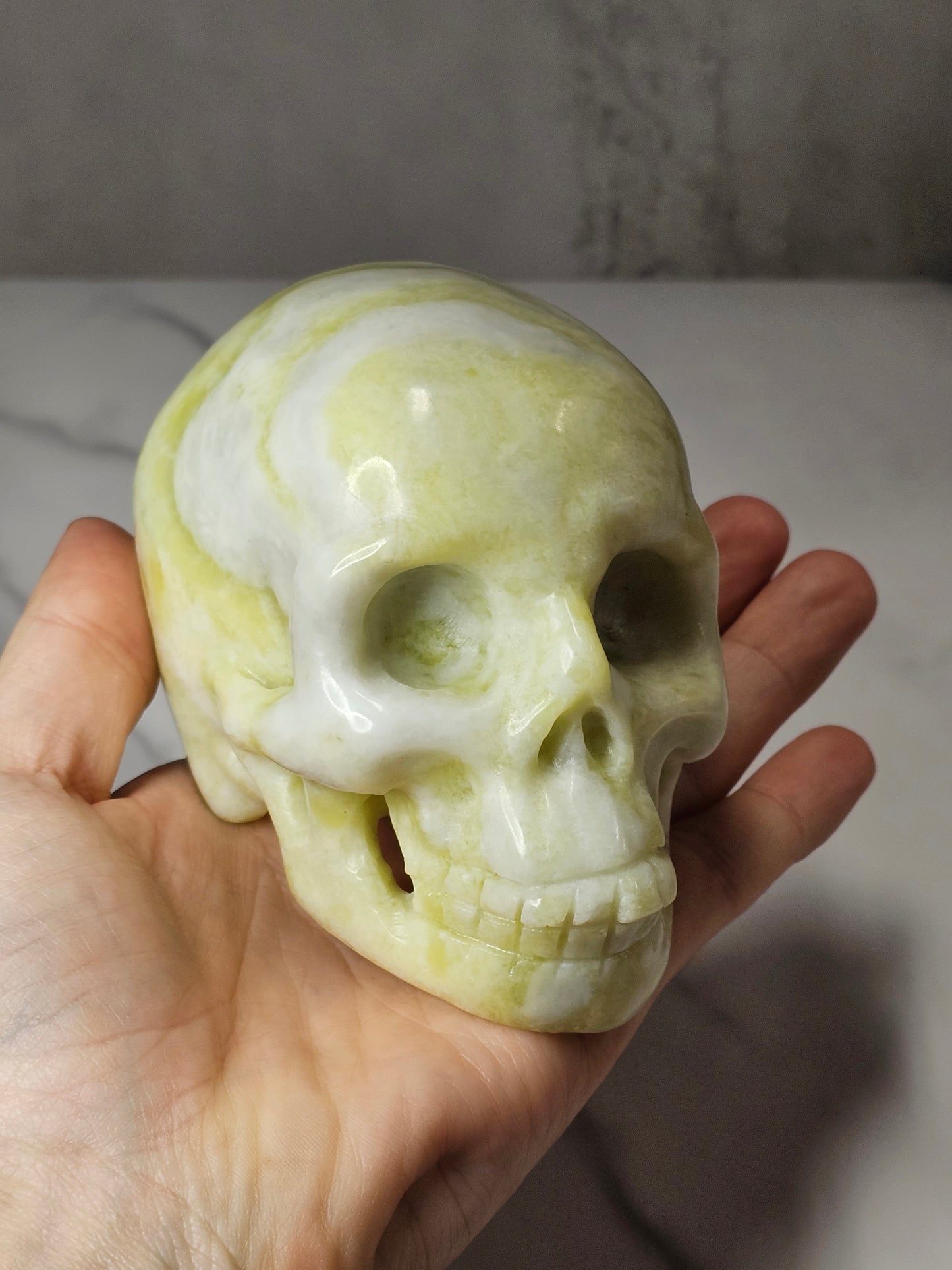 White Jade Skull Carving