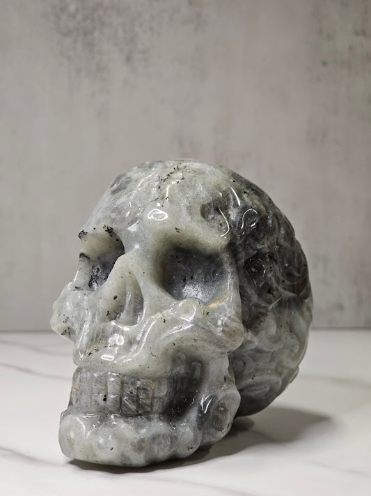 Labradorite Skull Carving