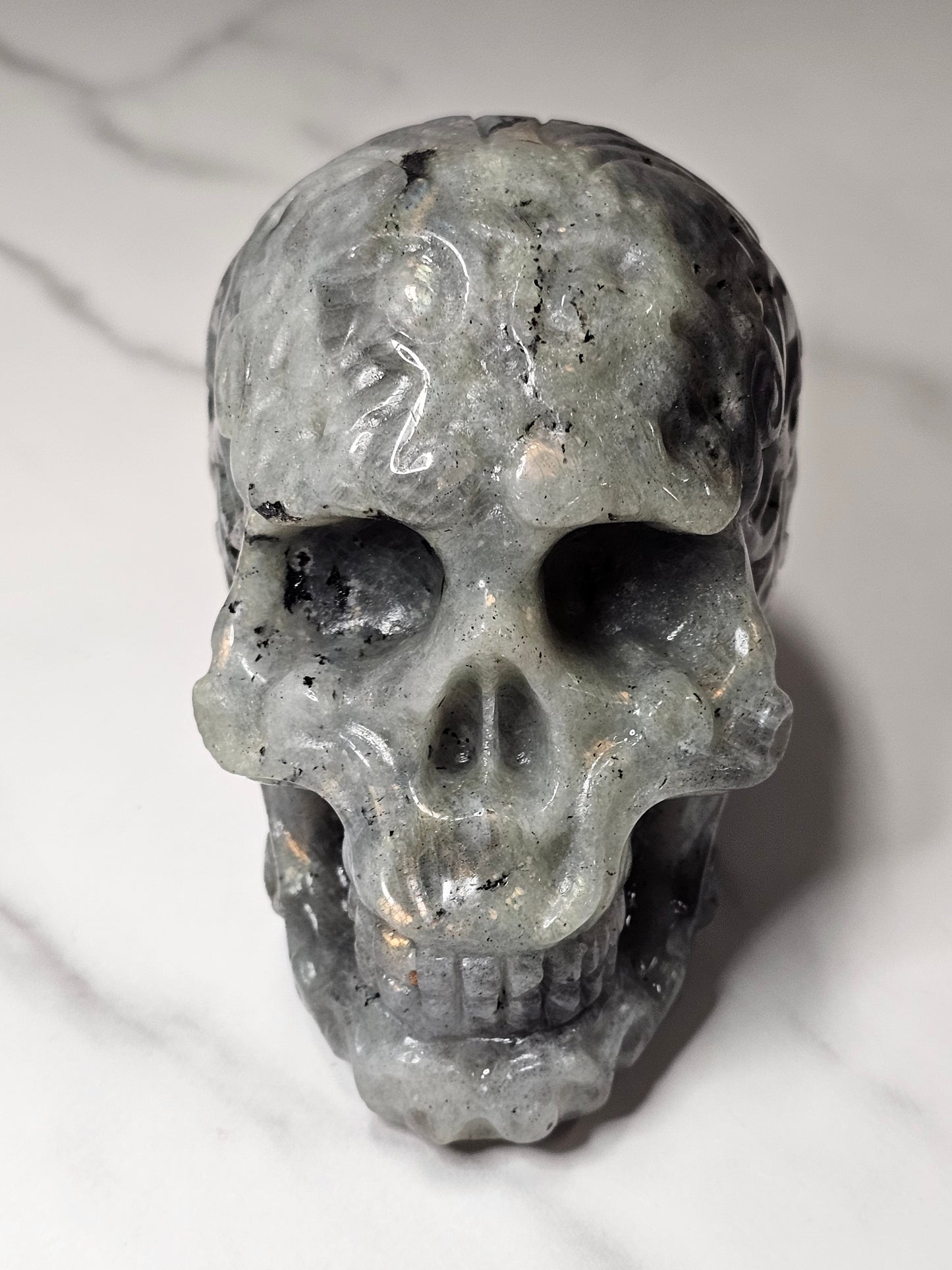 Labradorite Skull Carving