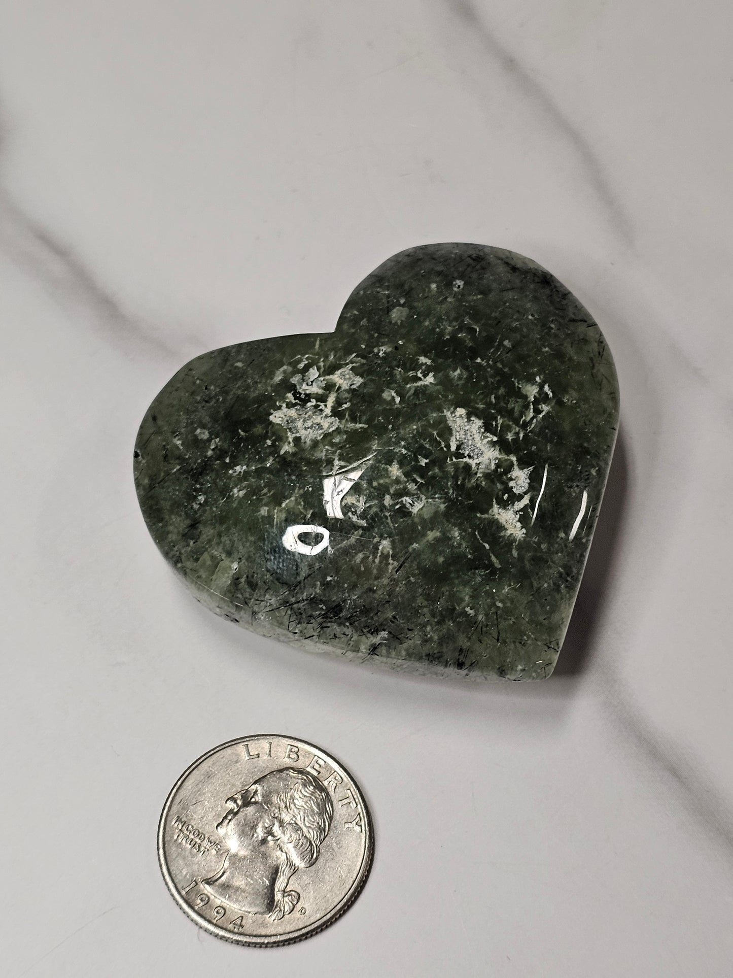 Prehnite Heart Carving