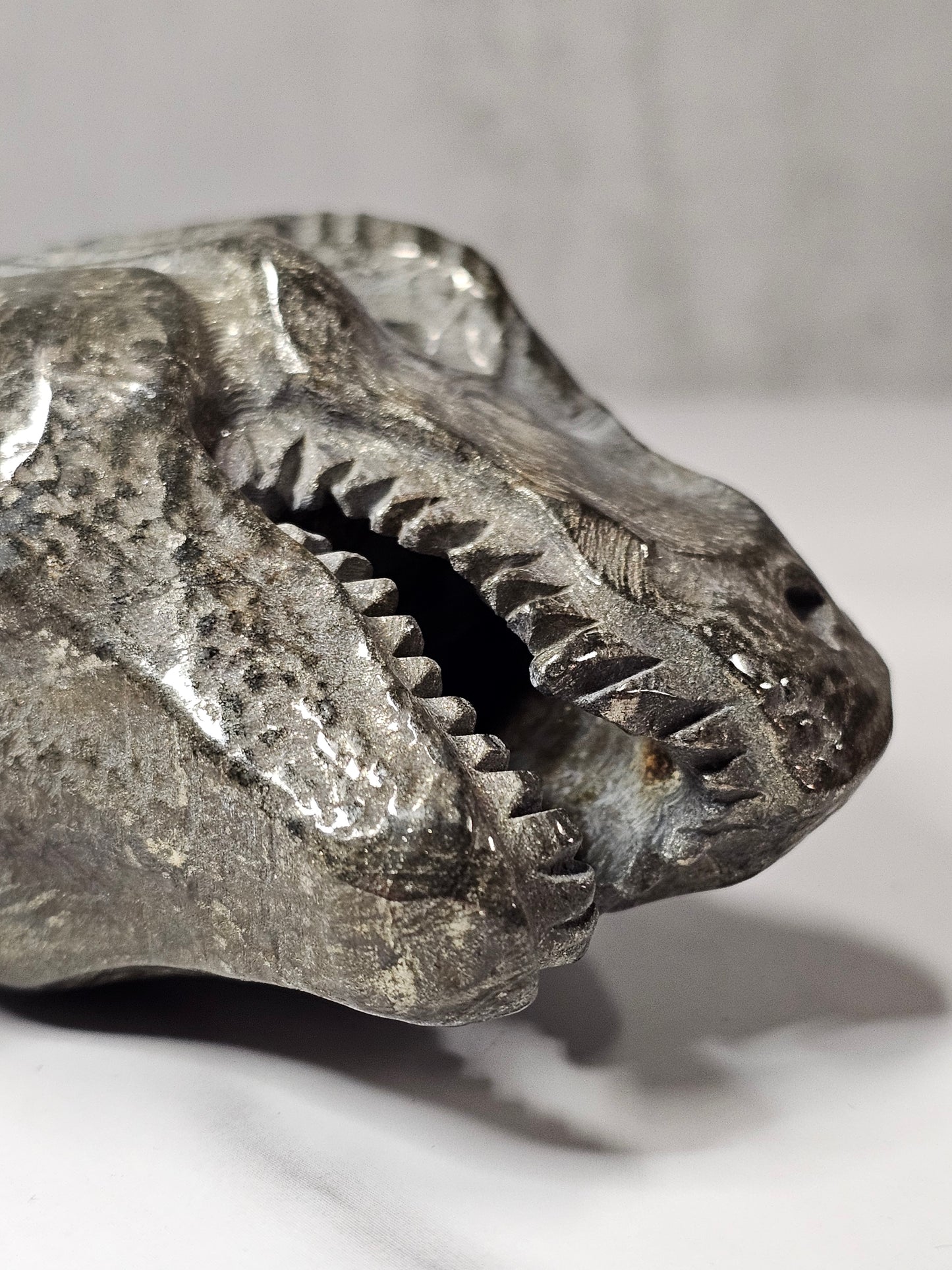 Pyrite Dinosaur Head Carving