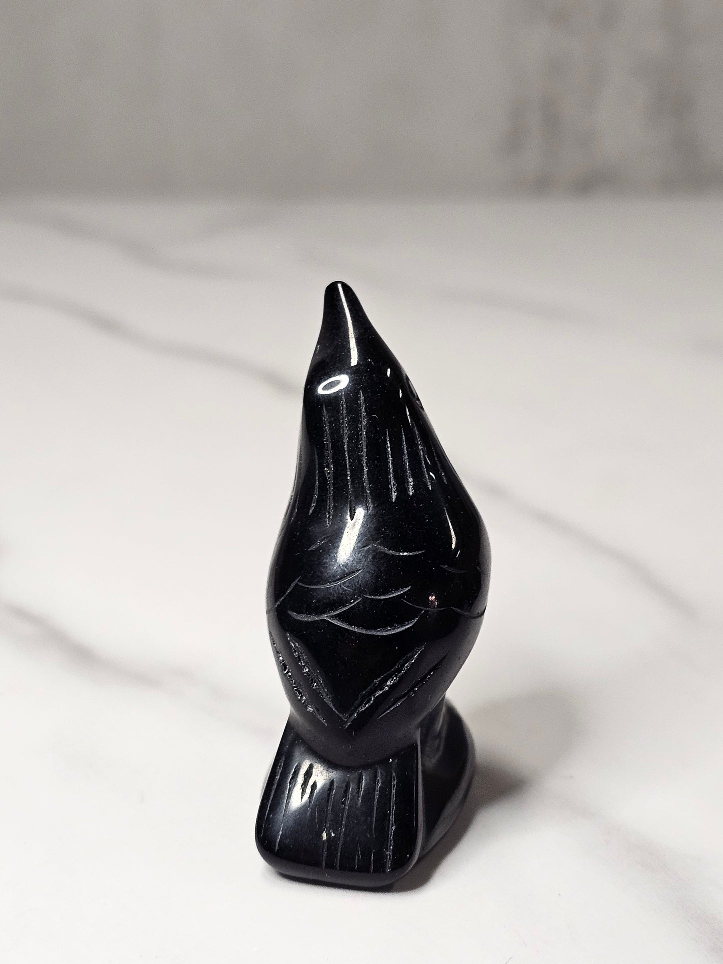 Obsidian Raven Carving